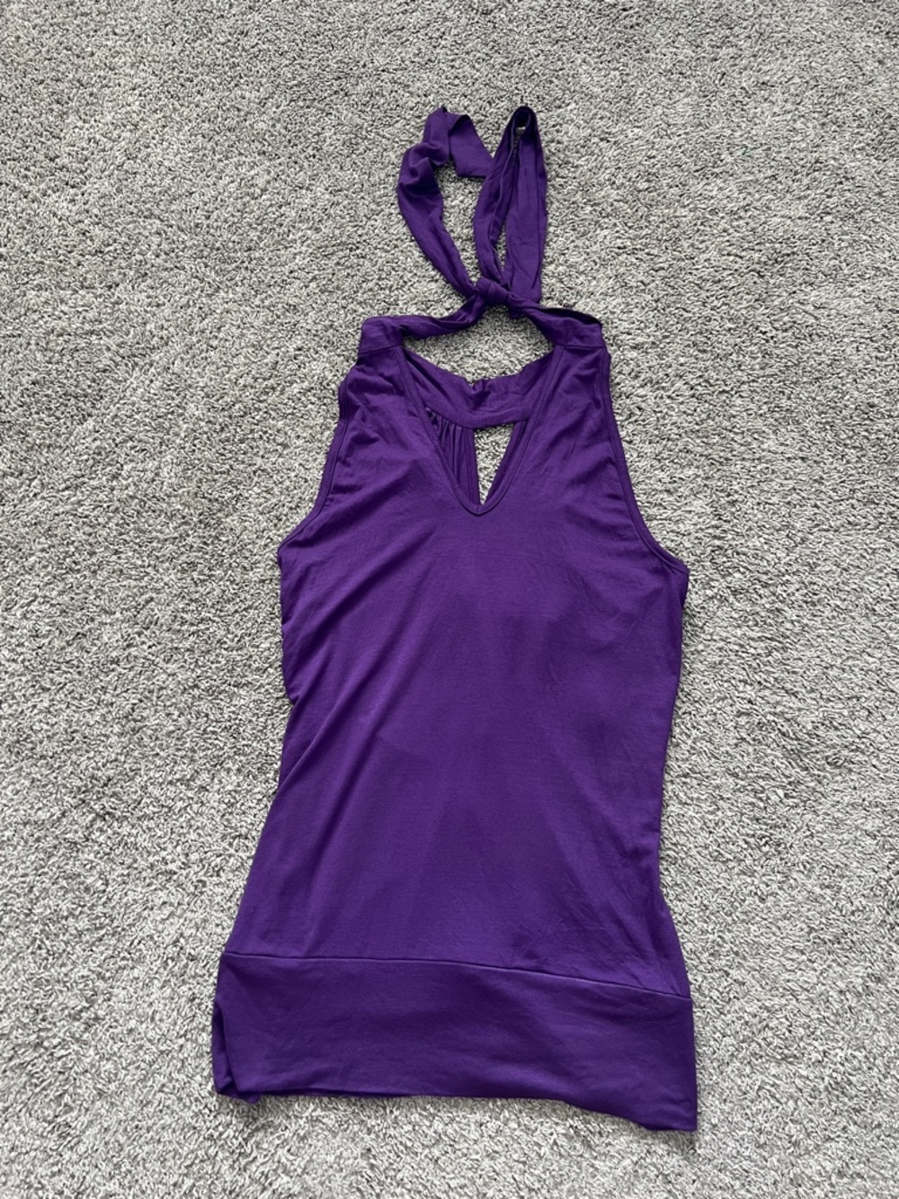 Voila Purple Halter-Neck Sleeveless Mini Dress with Attached Necklace - Size L - Picture 4 of 8